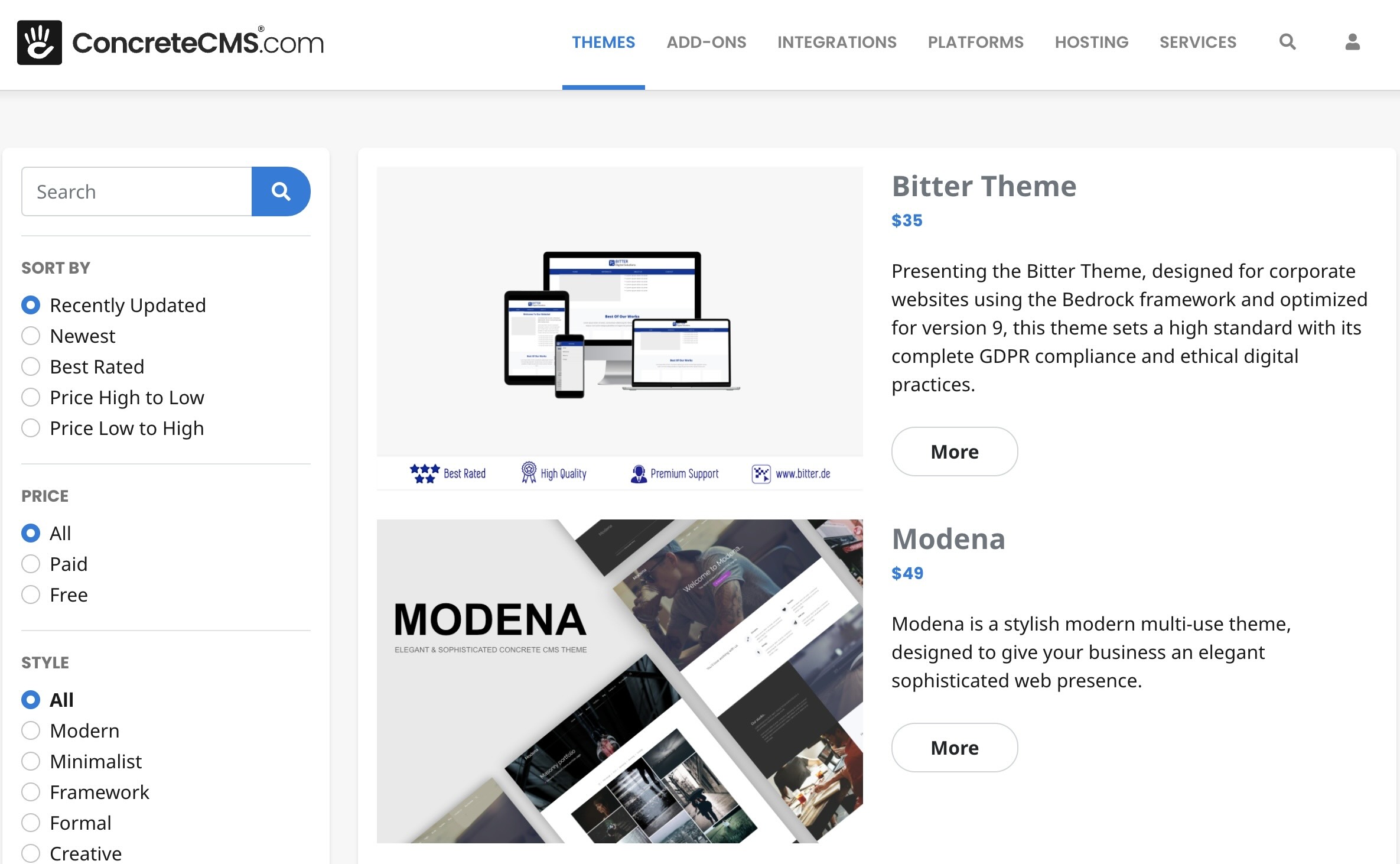 Concrete CMS Themes